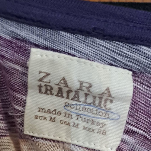 Zara Trafaluc multi-color striped viscose T-shirt, size M