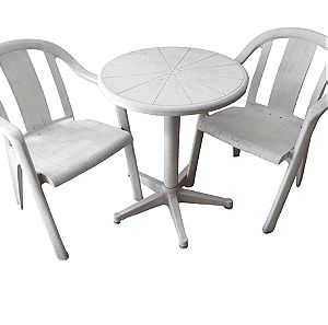 Σετ πλαστικό στρόγγυλο τραπέζι με 2 καρέκλες