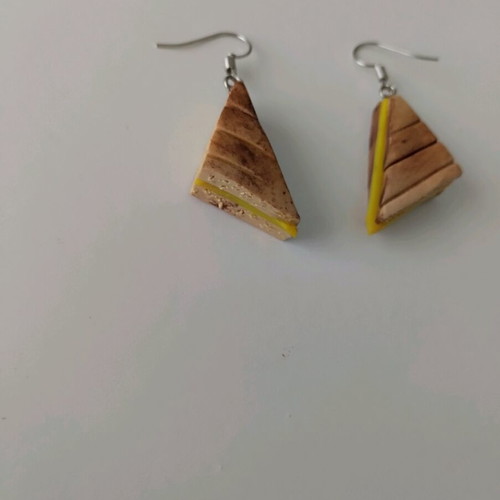 Toast earrings new handmade polymer clay