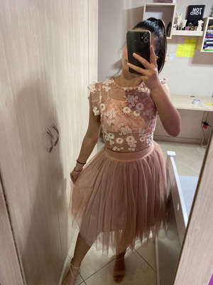 Set floral top and tulle skirt pink new size S