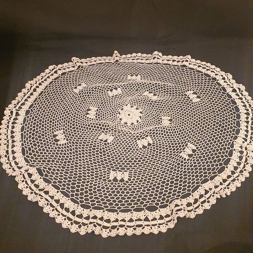 Handmade knitted doily used 55 cm