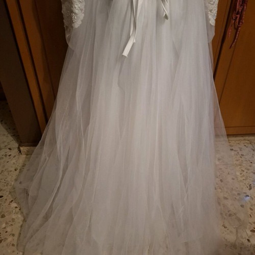 Boho wedding dress white with veil and storage bag, like new, sizes XS-S-M