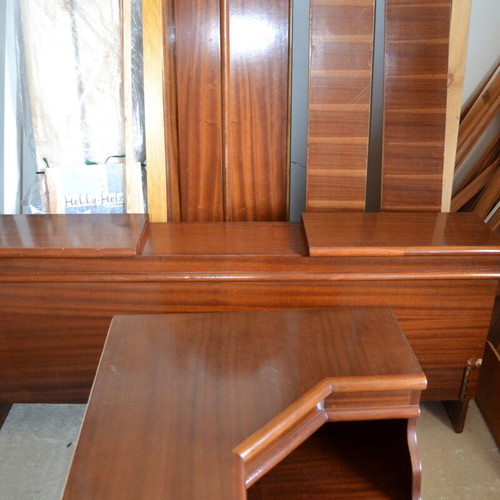 Double bed with nightstand used, storage space included