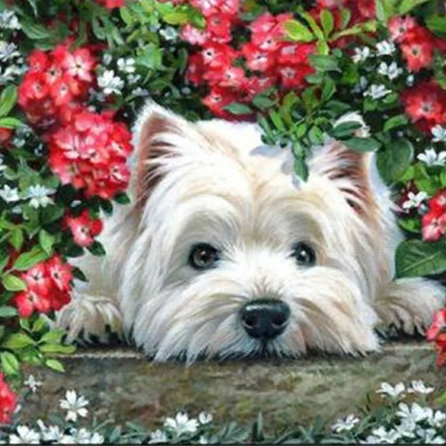 Diamond painting dog kit new, 25x25 cm, round rhinestones