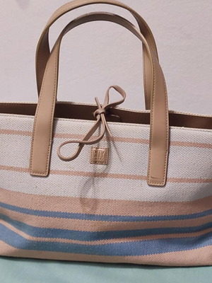 DKNY CITY Tote bag like new, fabric beige-blue