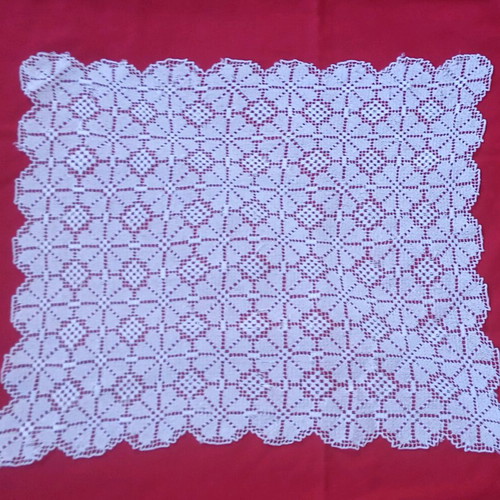 Filet lace doily used, handmade vintage 45×52 from Tinos