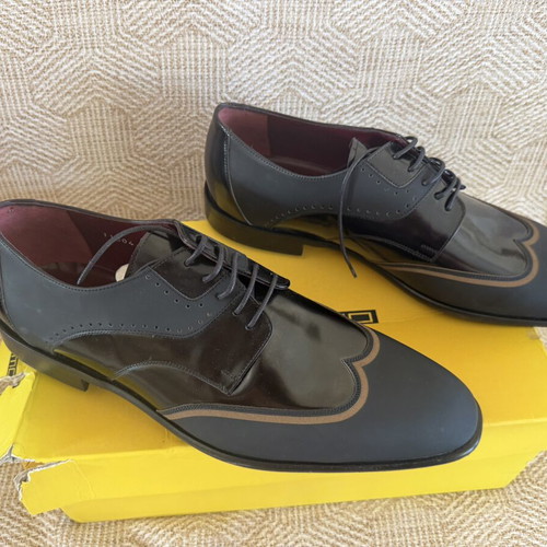 GK Uomo leather men's dress shoes size 45, black and brown