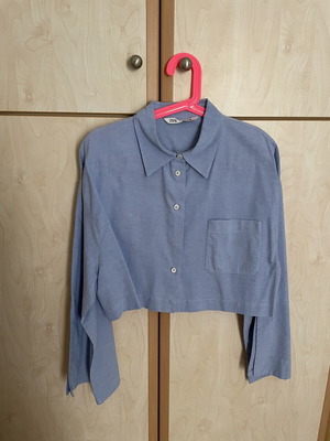 Zara cropped shirt XL like new, blue cotton