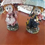  Δυο μπιμπελο vintage κοριτσι και αγορι με ομπρελα