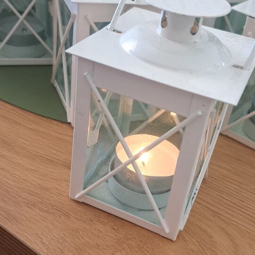 Vintage white lanterns for tealights, set of 24, like new
