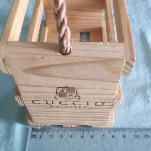 Cuccio Naturale Mini wooden crate with rope handle new