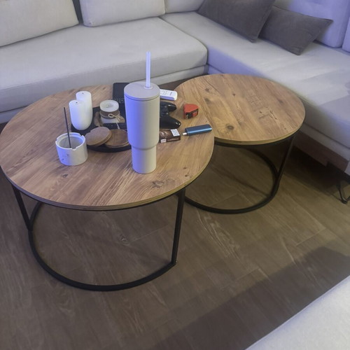 Coffee Tables Solme Pakoworld set of 2 like new, natural melamine and black metal