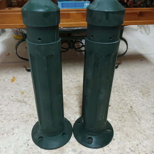Plastic marking bollards new, set of 2 cylindrical cypress color