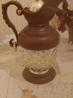 Vintage ισόθερμη κανάτα με ξύλινη απομίμηση και κρύσταλλο