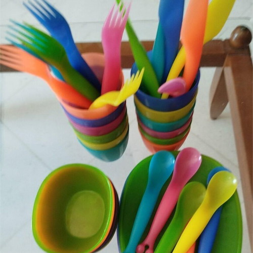 IKEA children's tableware set used, colorful, dishwasher safe