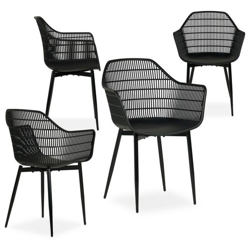 Hadi set of 4 polypropylene black armchairs like new