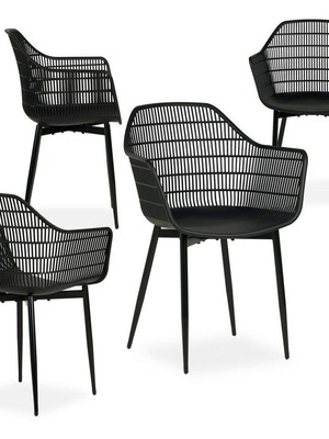 Hadi set of 4 polypropylene black armchairs like new