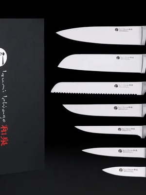 Izumi Ichiago 7-Piece Knife Set with Japanese Steel and Tecaran Handles New