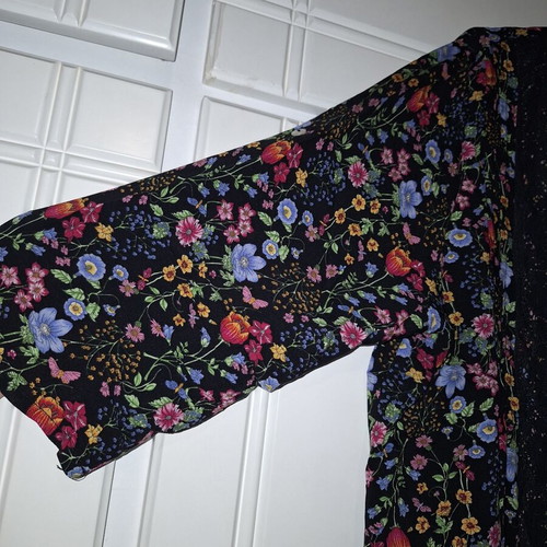 Dress with lace used, black floral pattern, one size