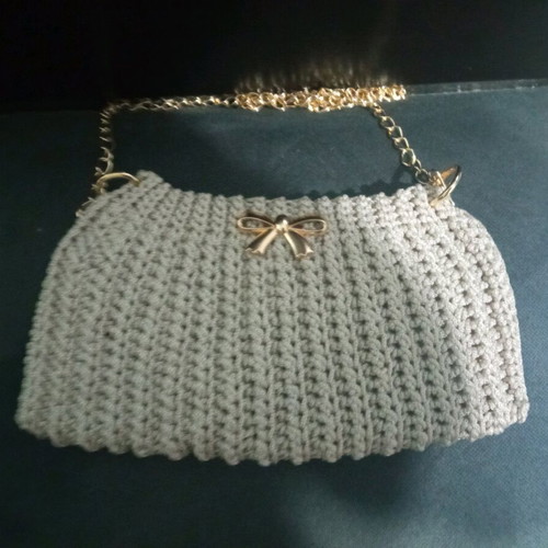 Handmade beige clutch with gold details new