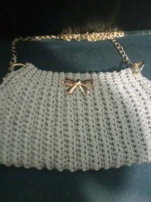 Handmade beige clutch with gold details new
