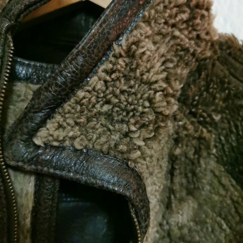 Mutton coat used, real leather with natural wool sheepskin, size S