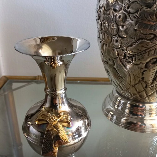 Large silver-plated vase 30cm height like new, small vase gift