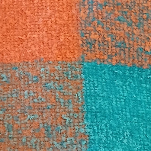 Women's winter scarf orange and turquoise with fringes