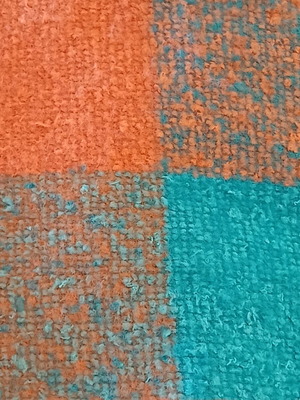 Women's winter scarf orange and turquoise with fringes