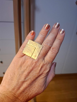 Gold ring square shape like new