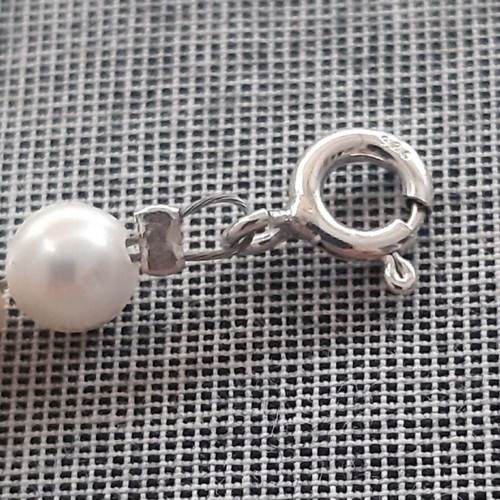 Juliette Bracelet with Natural White Pearls and 925 Silver, Handmade New