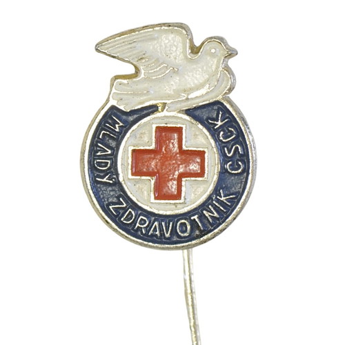 Red Cross Czechoslovakia pin used, old collectible