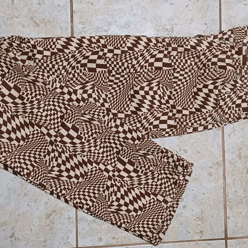 Pants used with brown and beige pattern
