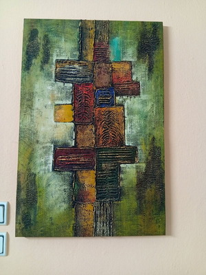 Lattice oil painting on canvas 70x40 like new
