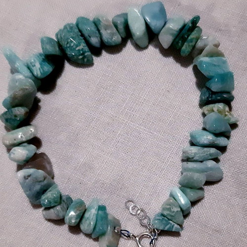 Anne bracelet with natural blue amazonite stone and 925 silver, handmade