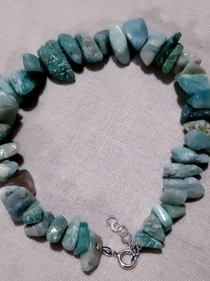 Anne bracelet with natural blue amazonite stone and 925 silver, handmade