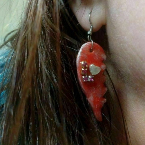 Handmade Saint Valentine earrings from polymer clay, new, red