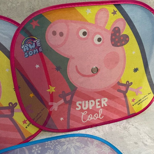 Car window sunshades used, set of 3 with Peppa Pig and Frozen