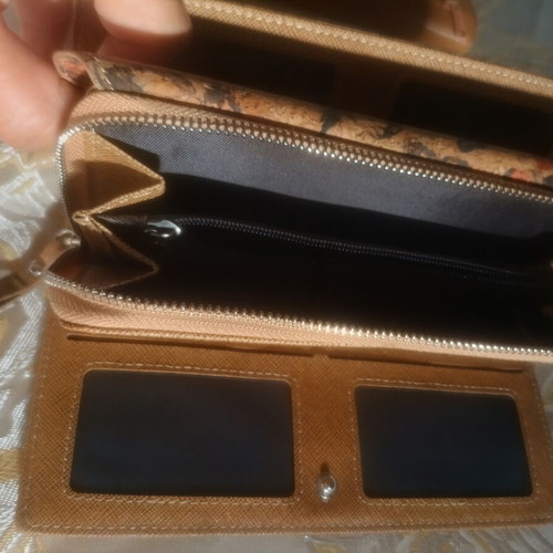 Cork Wallet like new, beige and brown with multiple compartments