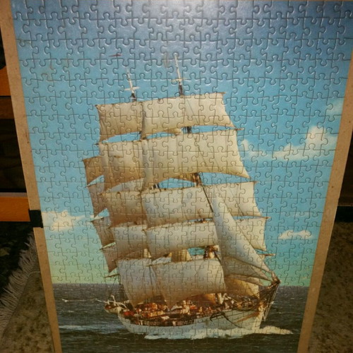 Ship puzzle board used, dimensions 52cm × 39cm