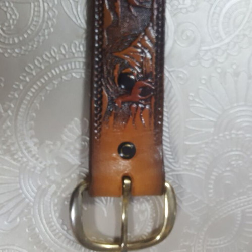 Just Brass INC Freeport New York vintage belt custom made, brown
