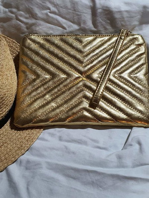Gold clutch bag new with geometric design ASOS