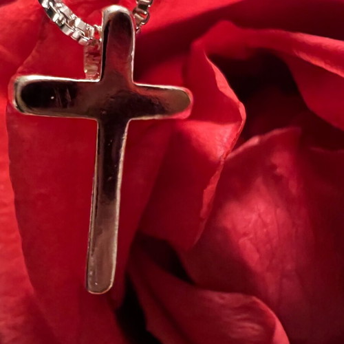 Silver small cross and chain new