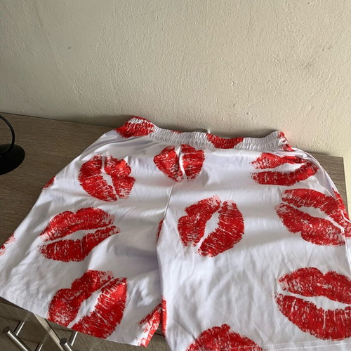 Men's swimwear new, size S, white with red lips print