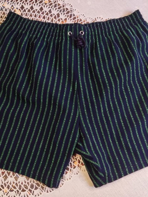 Lacoste vintage striped men's swim shorts used, size large, blue green