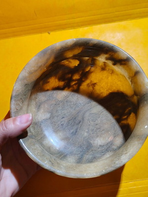 Handmade solid alabaster bowl new, made in Crete