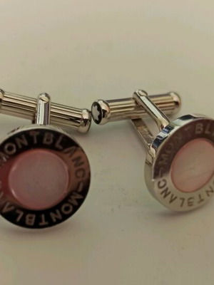 Montblanc cufflinks like new with white gold and rose mother of pearl
