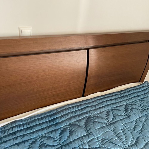 Double bed frame made of solid wood 210 x 180 cm with mattress