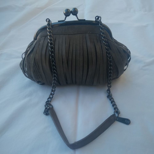 Stefanel shoulder bag used, brown leather and wool