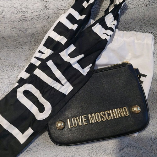 Love Moschino bag used with gift scarf, black